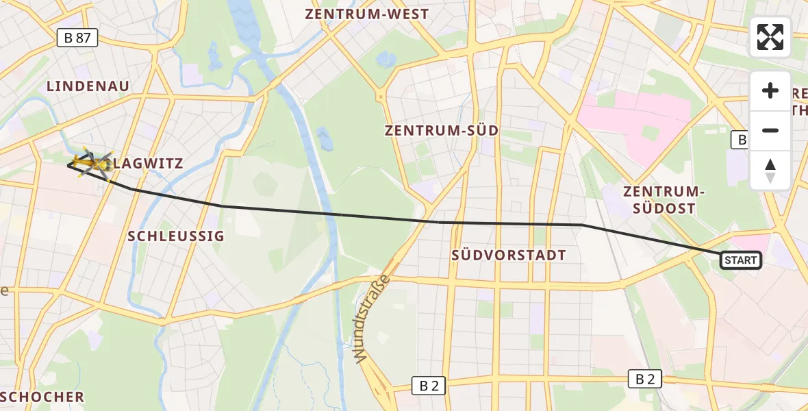 Flugroute Rettungshubschrauber Leipzig - Leipzig, 16 September 2026, 15:56