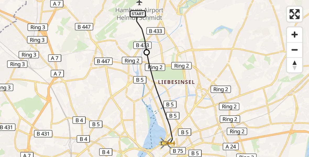 Flugroute Rettungshubschrauber Hamburg Helmut Schmidt Flughafen - Hamburg, 16 September 2026, 16:08