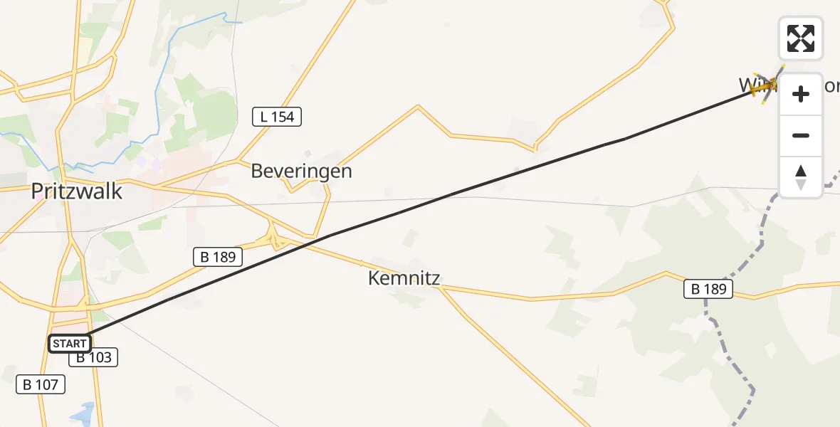 Flugroute Rettungshubschrauber Pritzwalk - Pritzwalk, 16 September 2026, 16:18