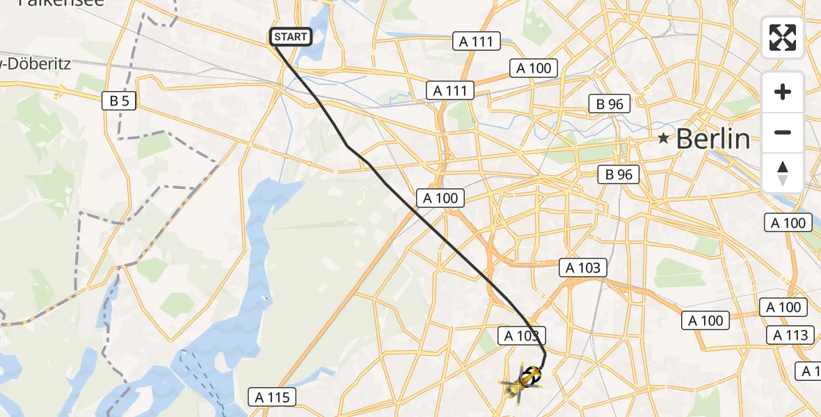 Flugroute Rettungshubschrauber Berlin - Charité Clinic Benjamin Franklin Campus, 16 September 2026, 16:27