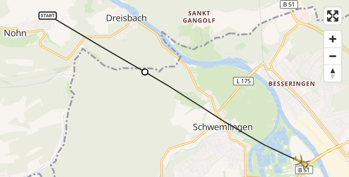 Flugroute Rettungshubschrauber Mettlach - Merzig, 16 September 2026, 16:30
