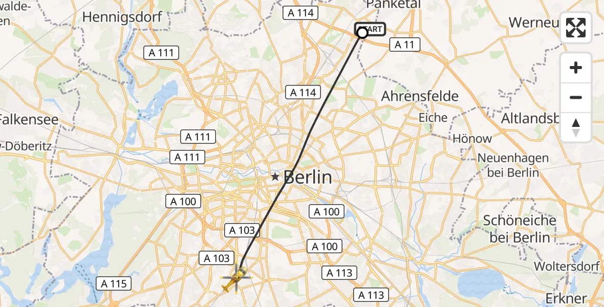 Flugroute Rettungshubschrauber Helios Clinic Berlin-Buch - Berlin, 16 September 2026, 17:48