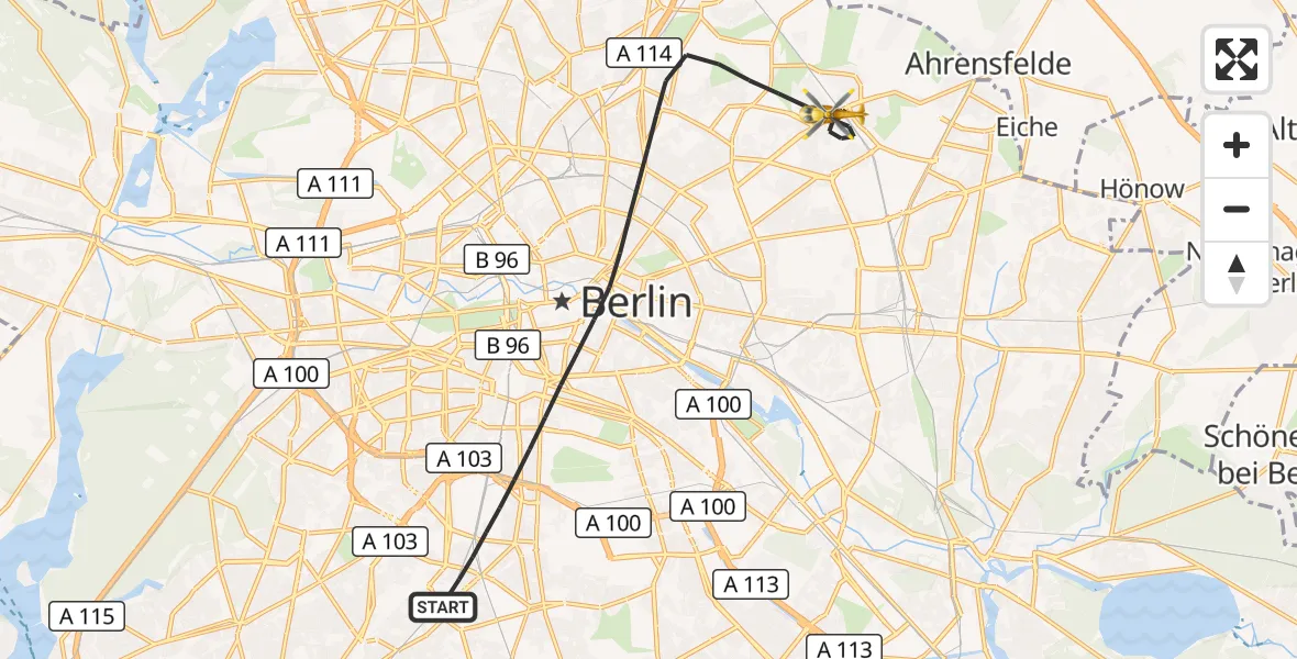 Flugroute Rettungshubschrauber Berlin - Berlin, 16 September 2026, 18:28