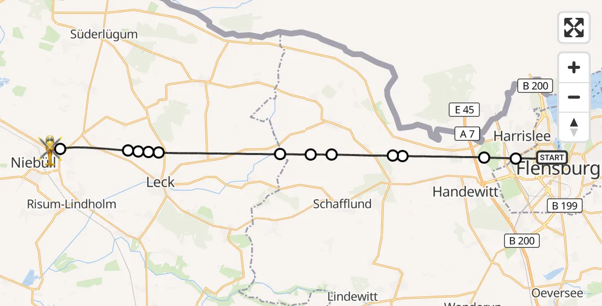 Flugroute Ambulanzhubschrauber Flensburg - Niebüll, 16 September 2026, 19:31