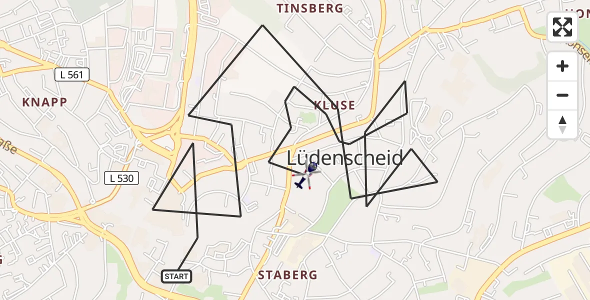 Flugroute Polizeihubschrauber Lüdenscheid - Lüdenscheid, 16 September 2026, 21:52