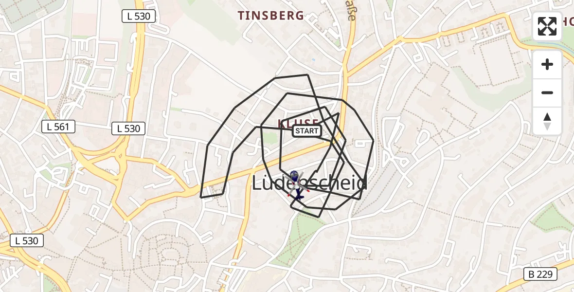 Flugroute Polizeihubschrauber Lüdenscheid - Lüdenscheid, 16 September 2026, 21:59