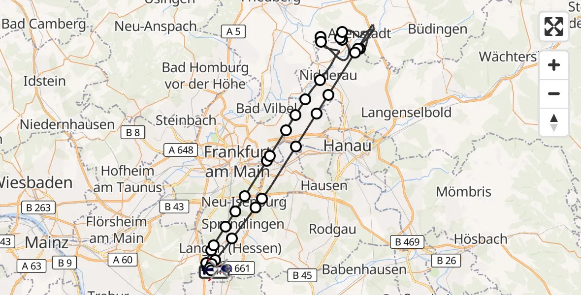 Flugroute Polizeihubschrauber Flughafen Frankfurt-Egelsbach - Flughafen Frankfurt-Egelsbach, 17 September 2026, 01:13
