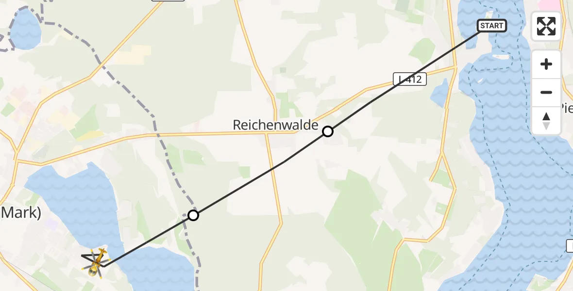 Flugroute Rettungshubschrauber Bad Saarow - Storkow (Mark), 17 September 2026, 07:17