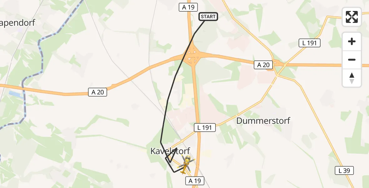 Flugroute Ambulanzhubschrauber Dummerstorf - Dummerstorf, 17 September 2026, 07:38