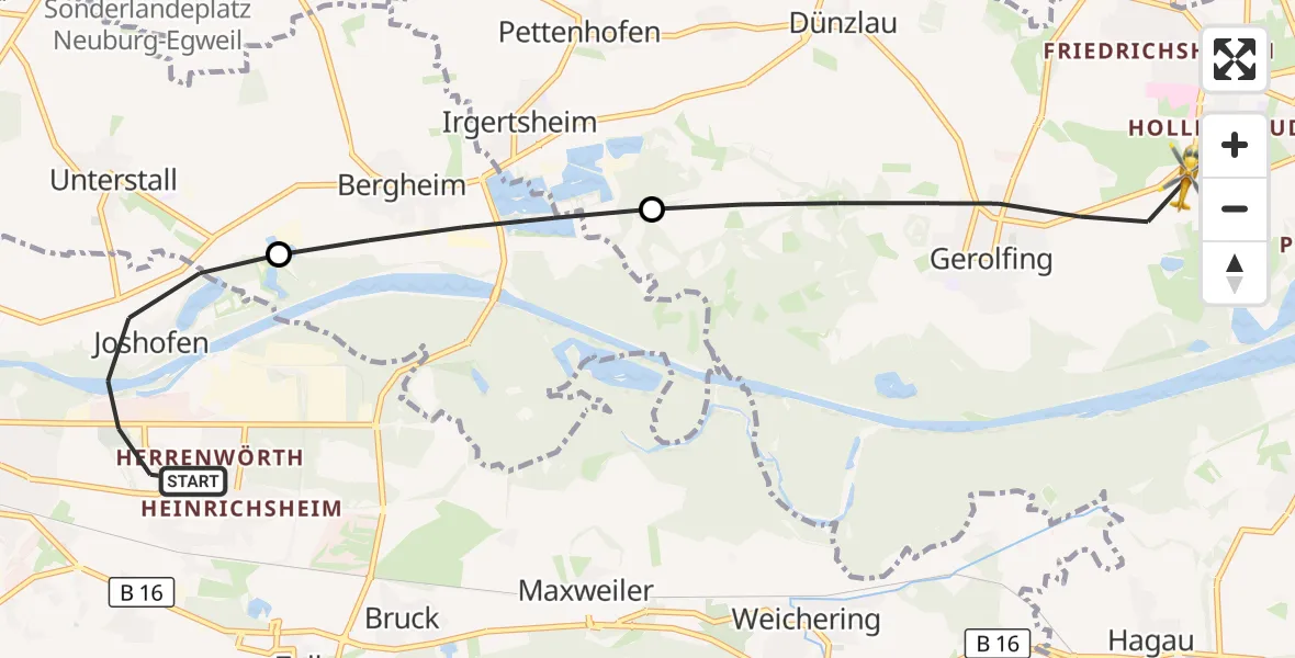 Flugroute Rettungshubschrauber Neuburg a.d.Donau - Ingolstadt, 17 September 2026, 07:39