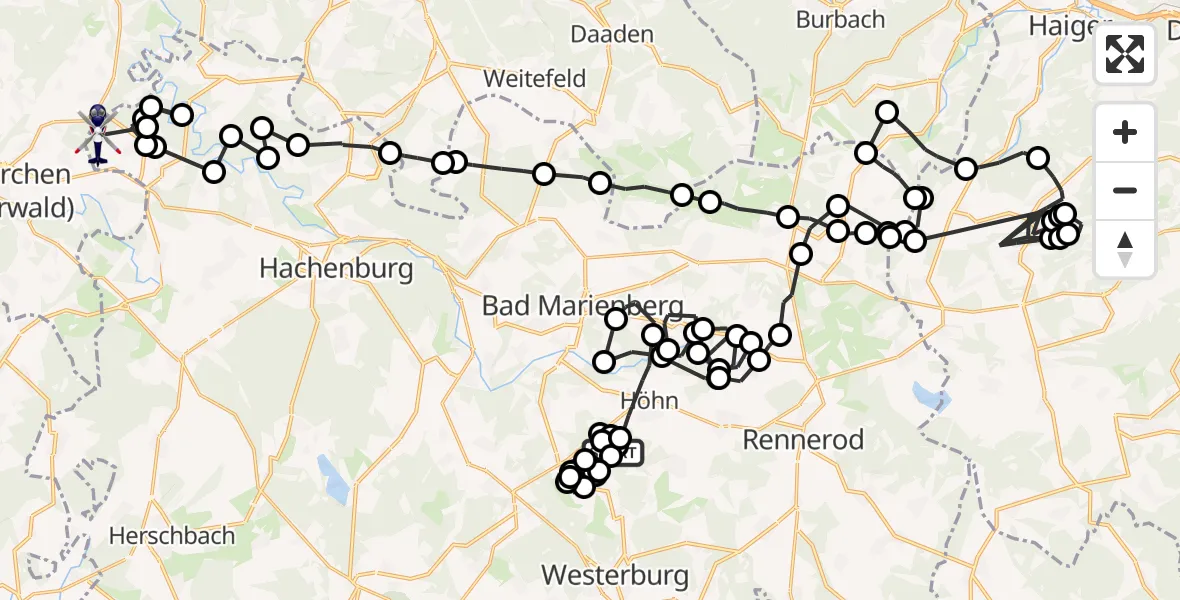 Flugroute Polizeihubschrauber Ailertchen - Giesenhausen, 17 September 2026, 07:56