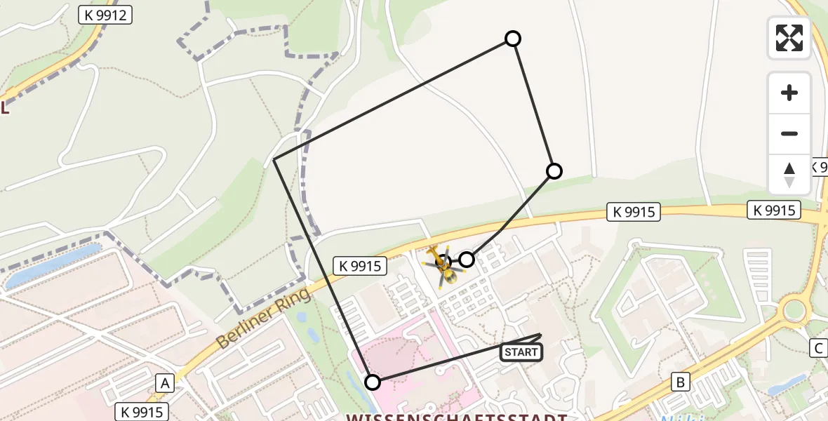 Flugroute Rettungshubschrauber Ulm Military Hospital Emergency - ADAC Air Rescue Station Ulm (Christoph 22), 17 September 2026, 07:57