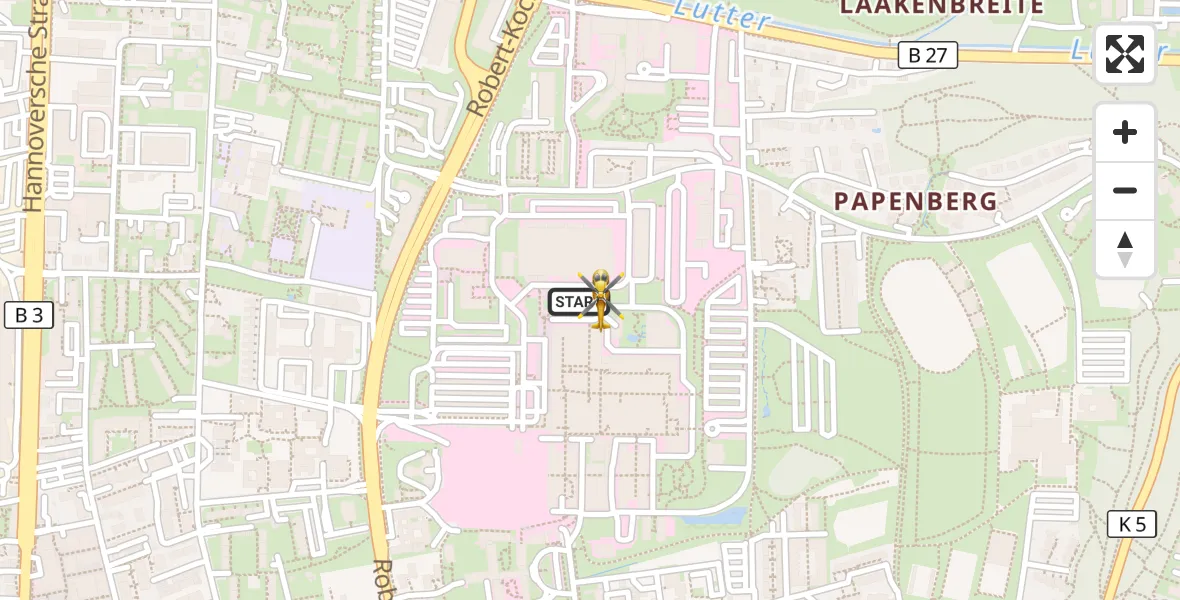 Flugroute Rettungshubschrauber Göttingen University Clinic Hubschrauberlandeplatz - Göttingen University Clinic Hubschrauberlandeplatz, 17 September 2026, 08:04