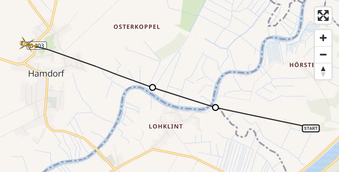 Flugroute Ambulanzhubschrauber Hörsten - Hamdorf, 17 September 2026, 08:07