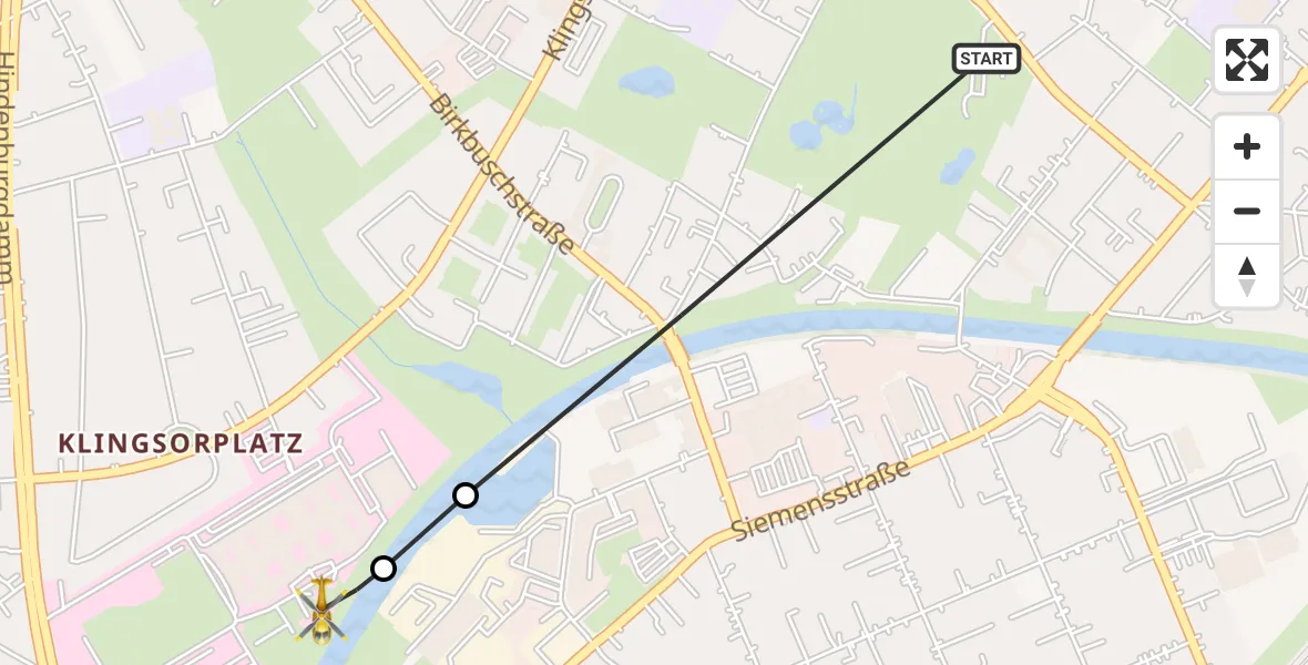 Flugroute Rettungshubschrauber Berlin - Charité Clinic Benjamin Franklin Campus, 17 September 2026, 08:08