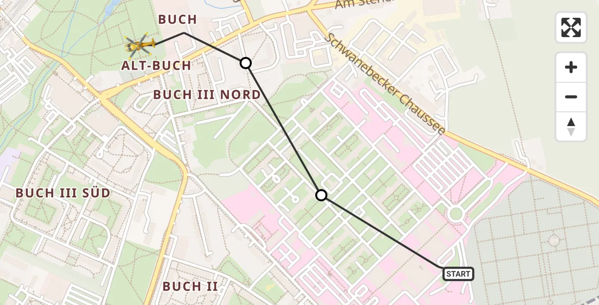 Flugroute Rettungshubschrauber Helios Clinic Berlin-Buch - Berlin, 17 September 2026, 08:19
