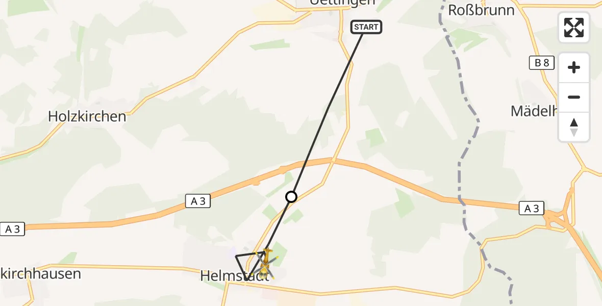 Flugroute Rettungshubschrauber Uettingen - Helmstadt, 17 September 2026, 08:23