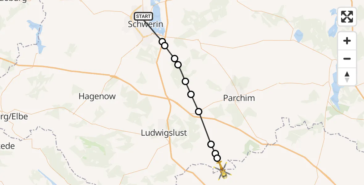 Flugroute Rettungshubschrauber Schwerin - Karstädt, 17 September 2026, 08:43