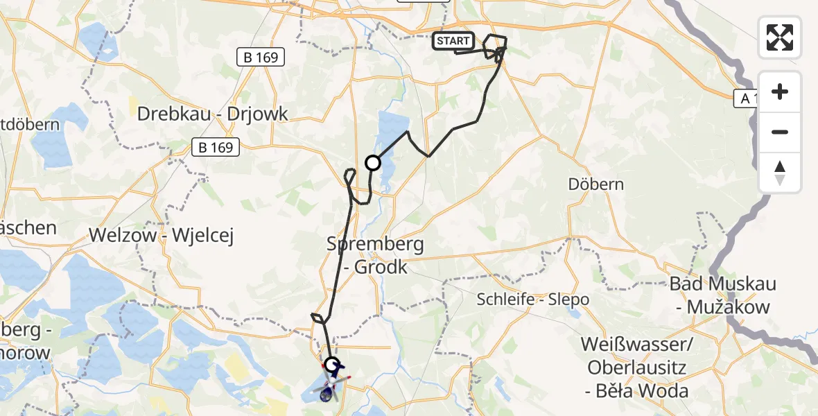 Flugroute Polizeihubschrauber Neuhausen/Spree - Elsterheide, 17 September 2026, 08:58