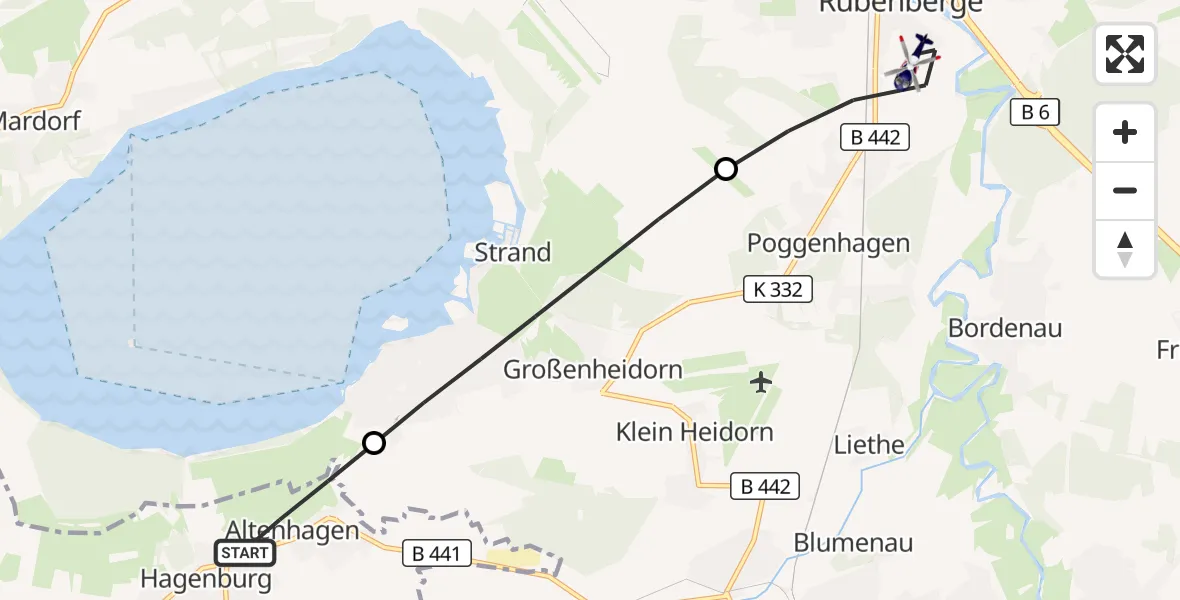 Flugroute Polizeihubschrauber Hagenburg - Neustadt am Rübenberge, 17 September 2026, 09:07
