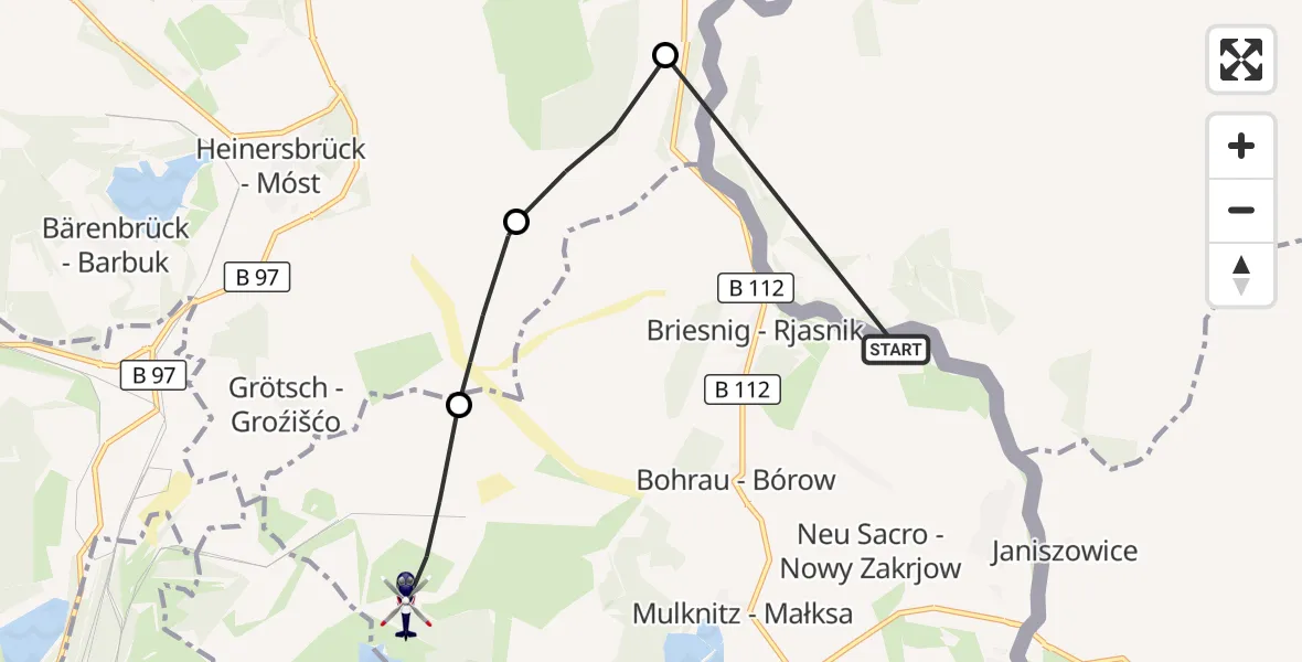 Flugroute Polizeihubschrauber Forst (Lausitz) - Forst (Lausitz), 17 September 2026, 09:07