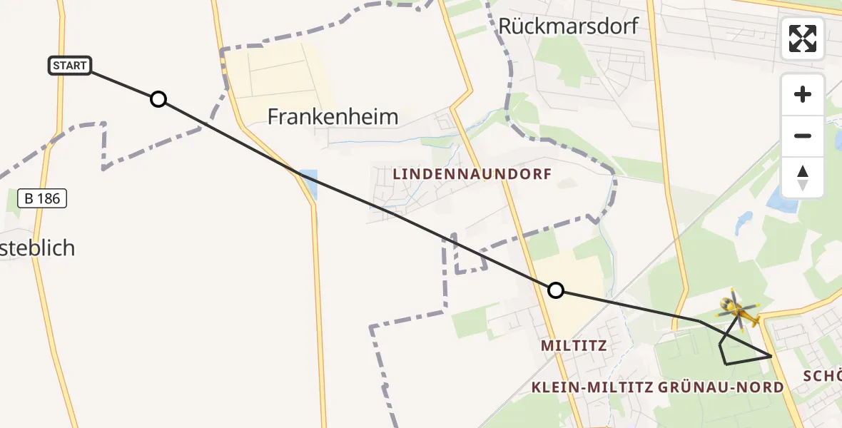Flugroute Rettungshubschrauber Schkeuditz - Leipzig, 17 September 2026, 09:18