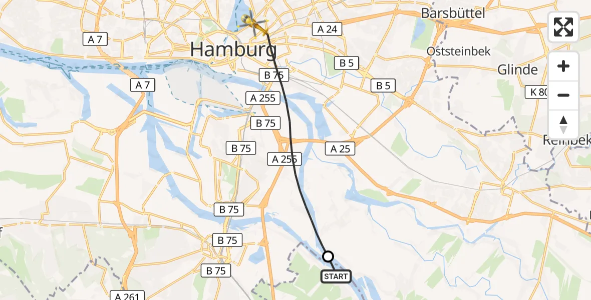 Flugroute Rettungshubschrauber Seevetal - Hamburg, 17 September 2026, 09:34