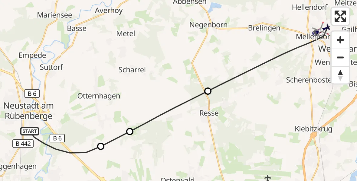 Flugroute Polizeihubschrauber Neustadt am Rübenberge - Wedemark, 17 September 2026, 09:35