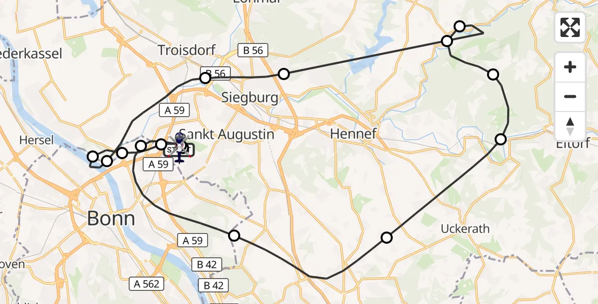 Flugroute Polizeihubschrauber Sankt Augustin - Sankt Augustin, 17 September 2026, 09:45