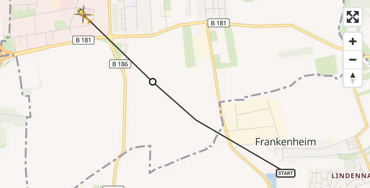 Flugroute Rettungshubschrauber Markranstädt - Schkeuditz, 17 September 2026, 10:07