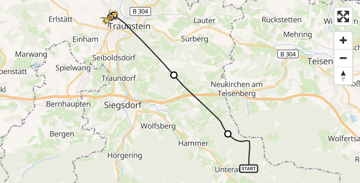 Flugroute Rettungshubschrauber Inzell - Traunstein Hospital, 17 September 2026, 10:16