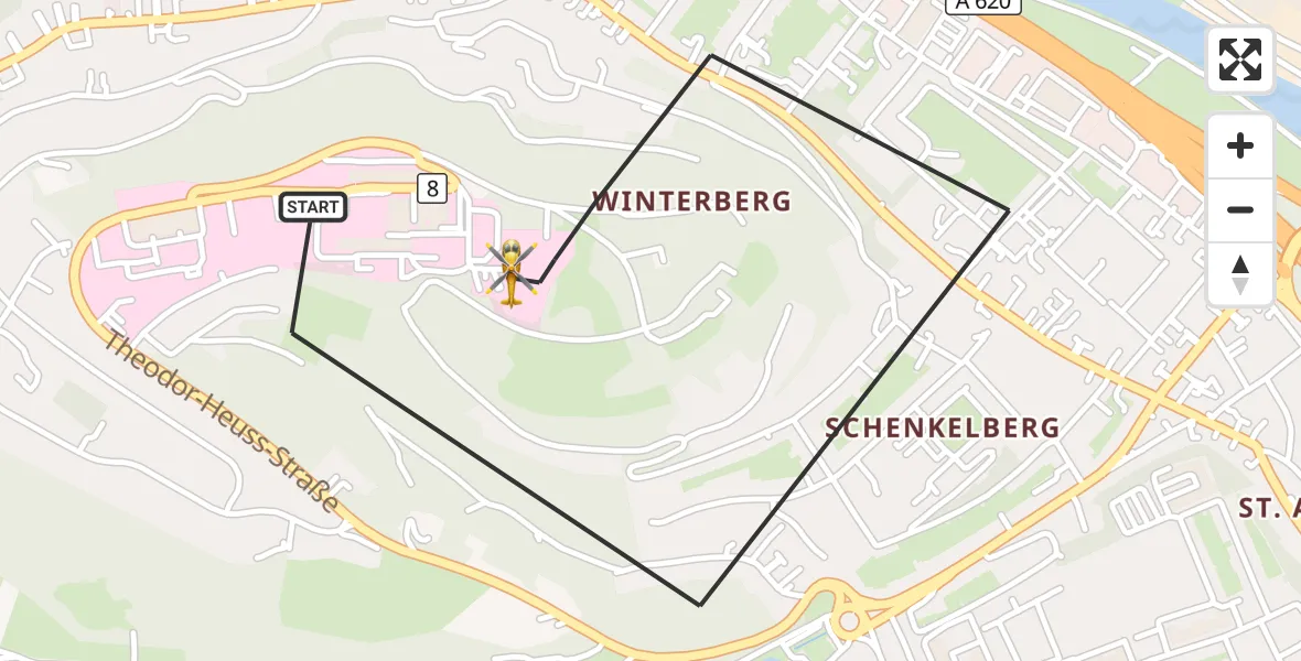 Flugroute Rettungshubschrauber Saarbrücken - Saarbrücken, 17 September 2026, 10:20