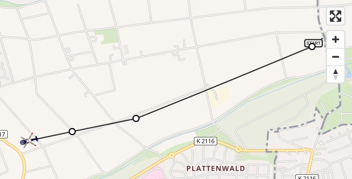 Flugroute Polizeihubschrauber Oedheim - Bad Friedrichshall, 17 September 2026, 10:25