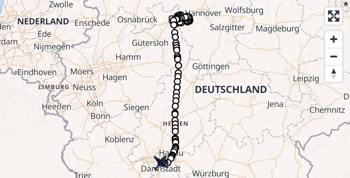 Flugroute Polizeiflugzeug Bückeburg Militärflugplatz - Flughafen Frankfurt-Egelsbach, 17 September 2026, 10:26