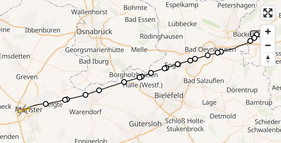Flugroute Rettungshubschrauber Obernkirchen - Münster, 17 September 2026, 10:27