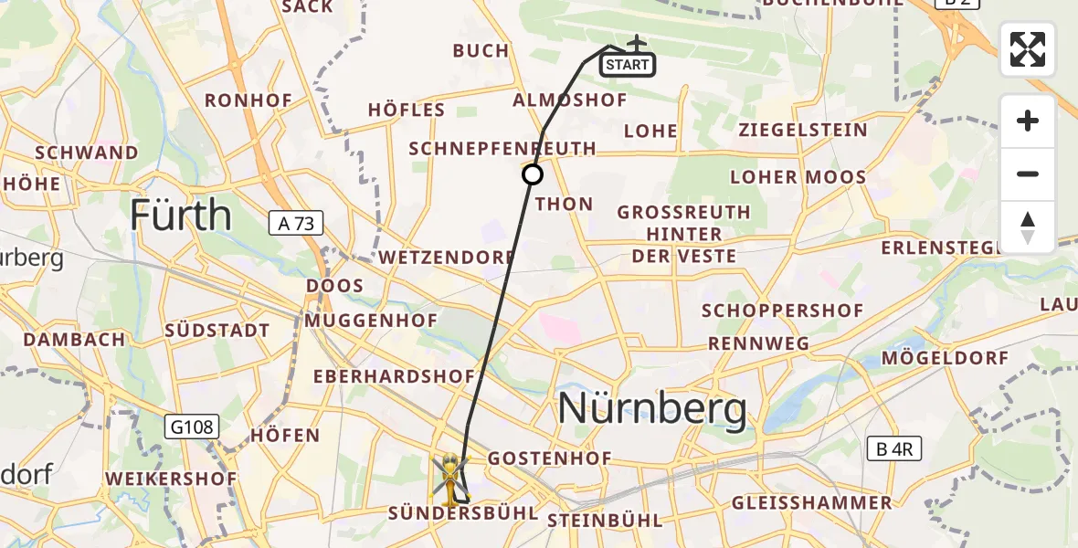Flugroute Ambulanzhubschrauber Flughafen Nuremberg - Nürnberg, 17 September 2026, 10:28