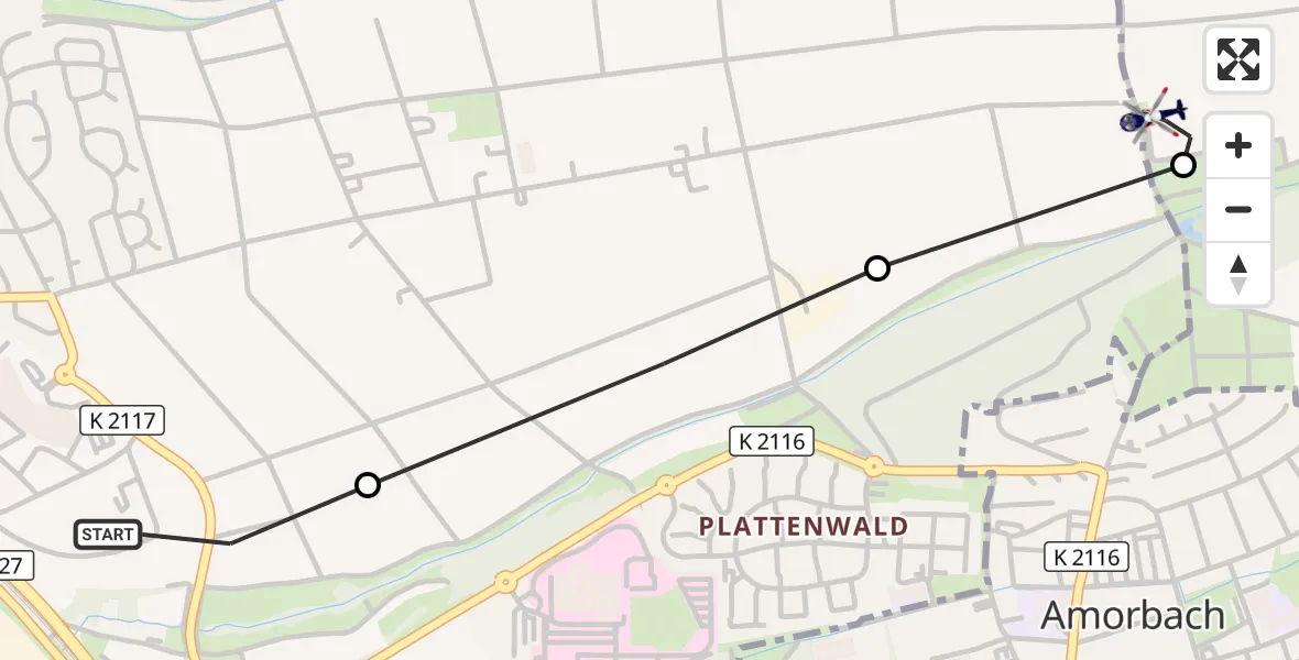 Flugroute Polizeihubschrauber Bad Friedrichshall - Oedheim, 17 September 2026, 10:52