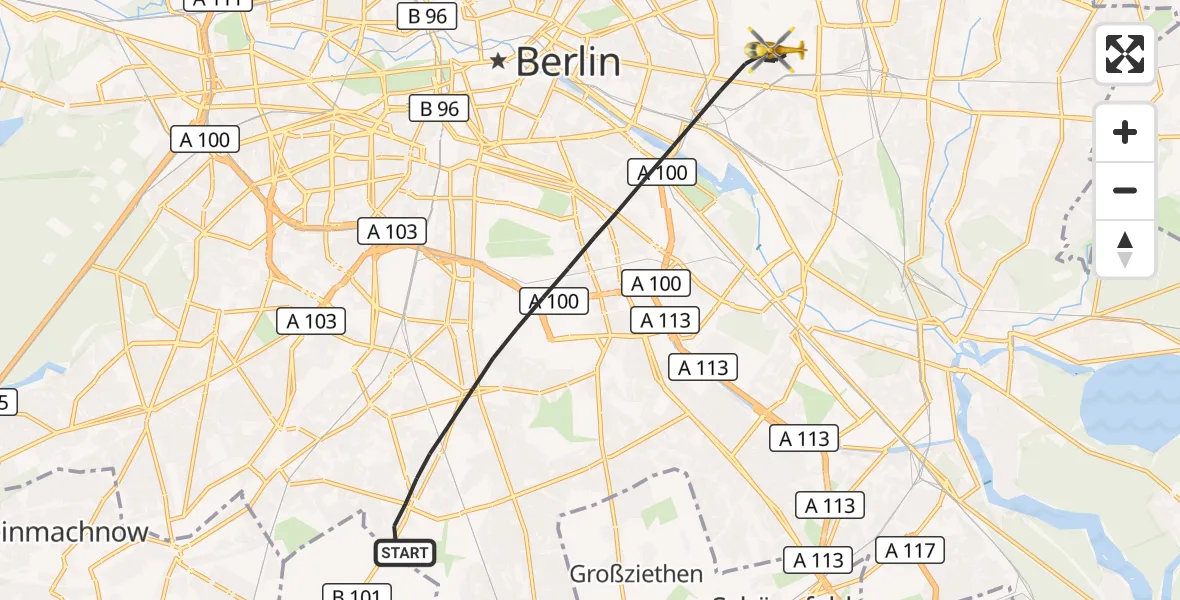 Flugroute Rettungshubschrauber Berlin - Berlin, 17 September 2026, 11:03