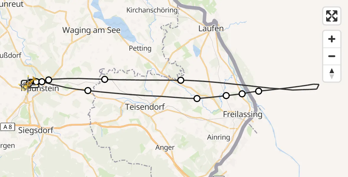 Flugroute Rettungshubschrauber Traunstein Hospital - Traunstein Hospital, 17 September 2026, 11:11