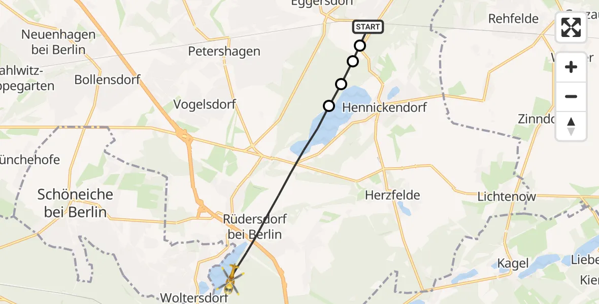 Flugroute Rettungshubschrauber Strausberg - Rüdersdorf bei Berlin, 17 September 2026, 11:22