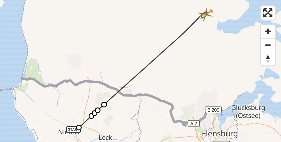 Flugroute Ambulanzhubschrauber Niebüll - Westre, 17 September 2026, 11:27
