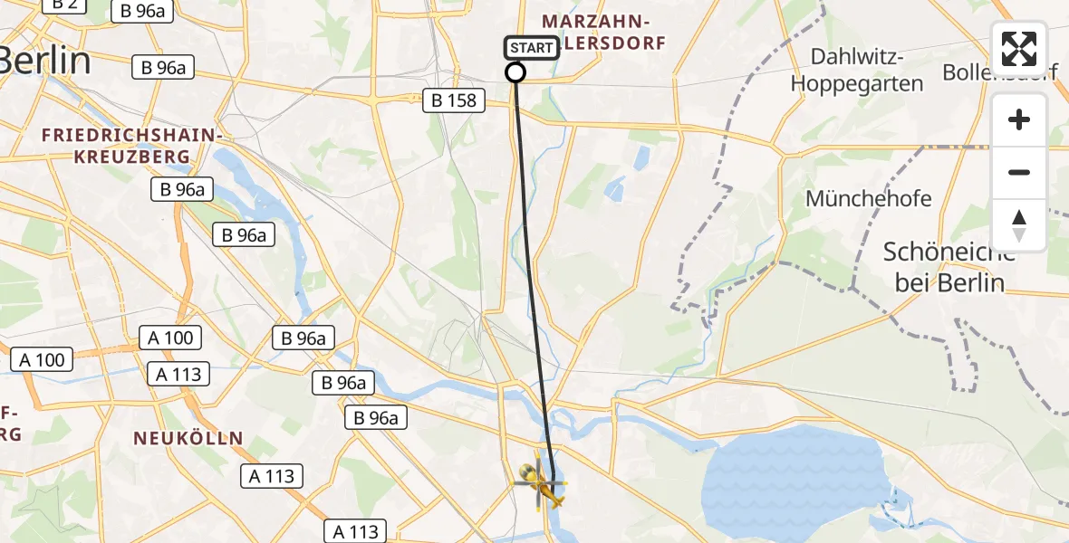 Flugroute Rettungshubschrauber Berlin Emergency Hospital - Berlin, 17 September 2026, 11:27