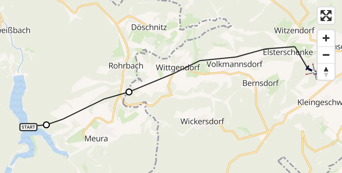 Flugroute Polizeihubschrauber Unterweißbach - Saalfeld/Saale, 17 September 2026, 11:31