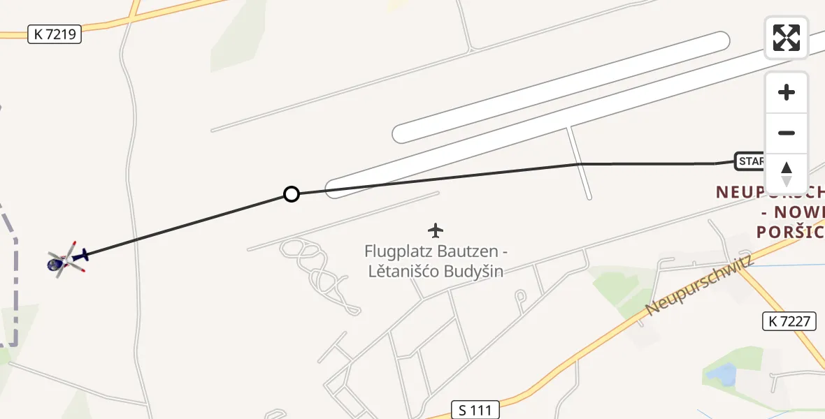 Flugroute Polizeihubschrauber Bautzen Flugplatz - Kubschütz, 17 September 2026, 12:06