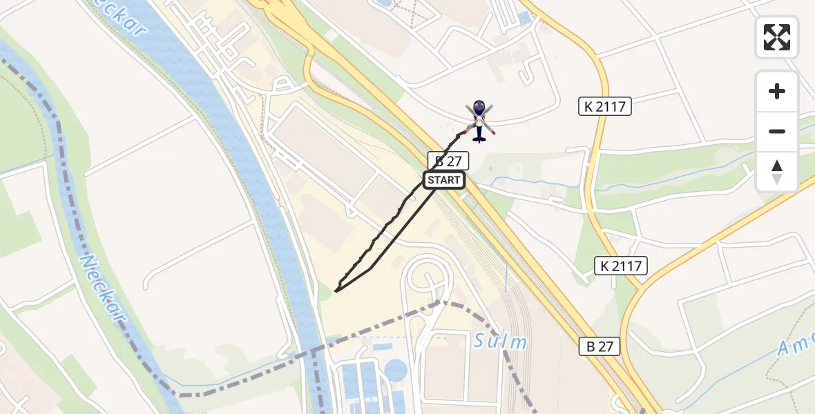 Flugroute Polizeihubschrauber Bad Friedrichshall - Bad Friedrichshall, 17 September 2026, 12:18