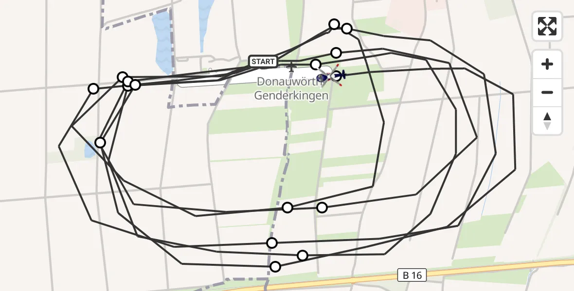 Flugroute Polizeihubschrauber Donauwörth-Genderkingen Flugplatz - Donauwörth-Genderkingen Flugplatz, 17 September 2026, 12:24