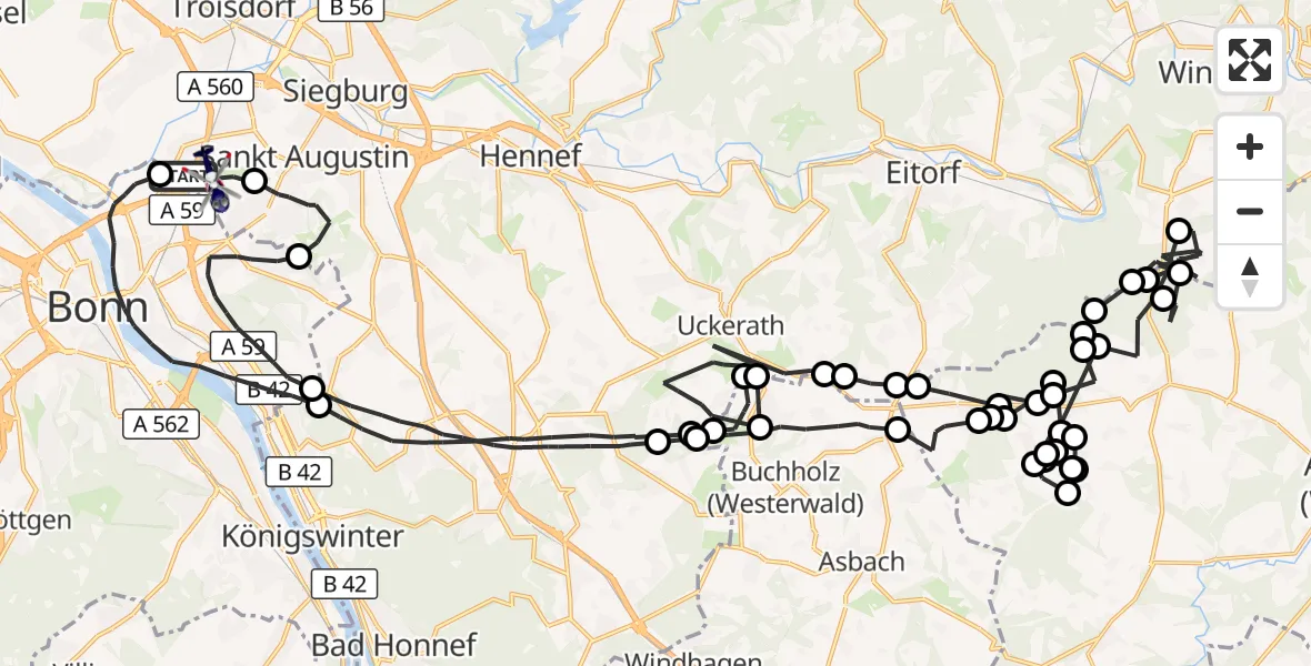 Flugroute Polizeihubschrauber Sankt Augustin - Sankt Augustin, 17 September 2026, 12:46