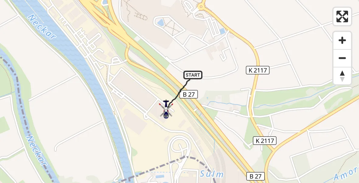 Flugroute Polizeihubschrauber Bad Friedrichshall - Bad Friedrichshall, 17 September 2026, 12:52