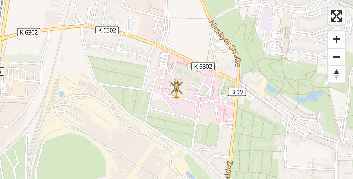 Flugroute Rettungshubschrauber Görlitz Hospital - Görlitz Hospital, 17 September 2026, 12:54