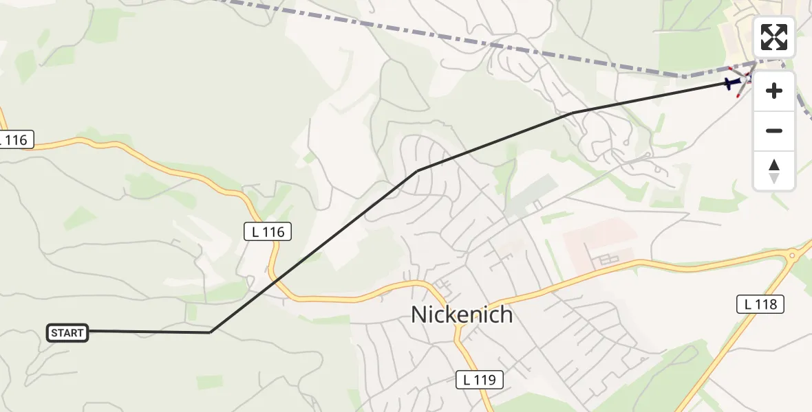Flugroute Polizeihubschrauber Nickenich - Nickenich, 17 September 2026, 13:05